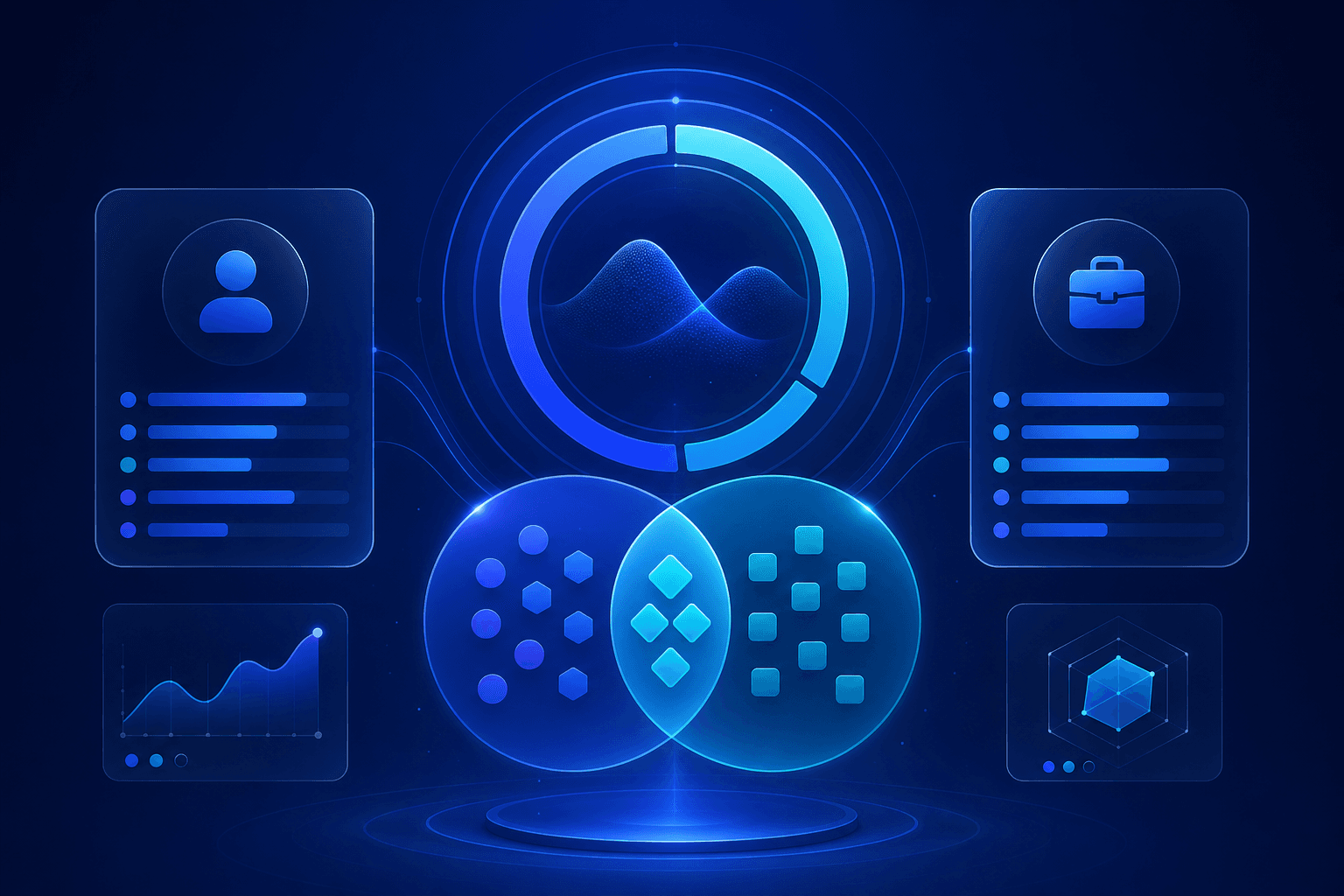 Abstract Sirr-blue job match score analytics visual